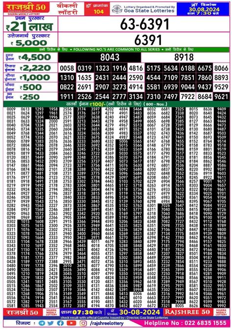 rajshree lottery result today 7.30 pm|RAJSHREE 50 SHUKRA WEEKLY LOTTERY Dated 30 AUG .